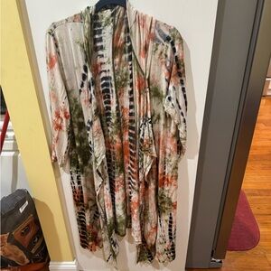 Coin 1809 Multicolor Tie-Dye Open Cardigan/Duster Hoodie
